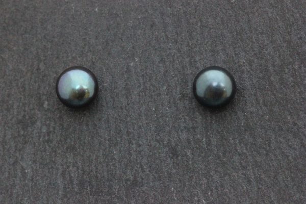Black Peacock Fresh Water Pearl Earring Studs