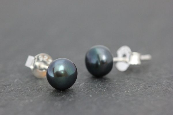 Black Peacock Fresh Water Pearl Earring Studs