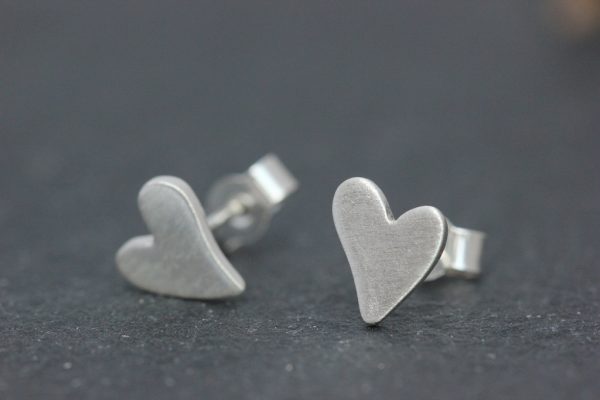 Squishy Heart Earring Studs, Satin Finish