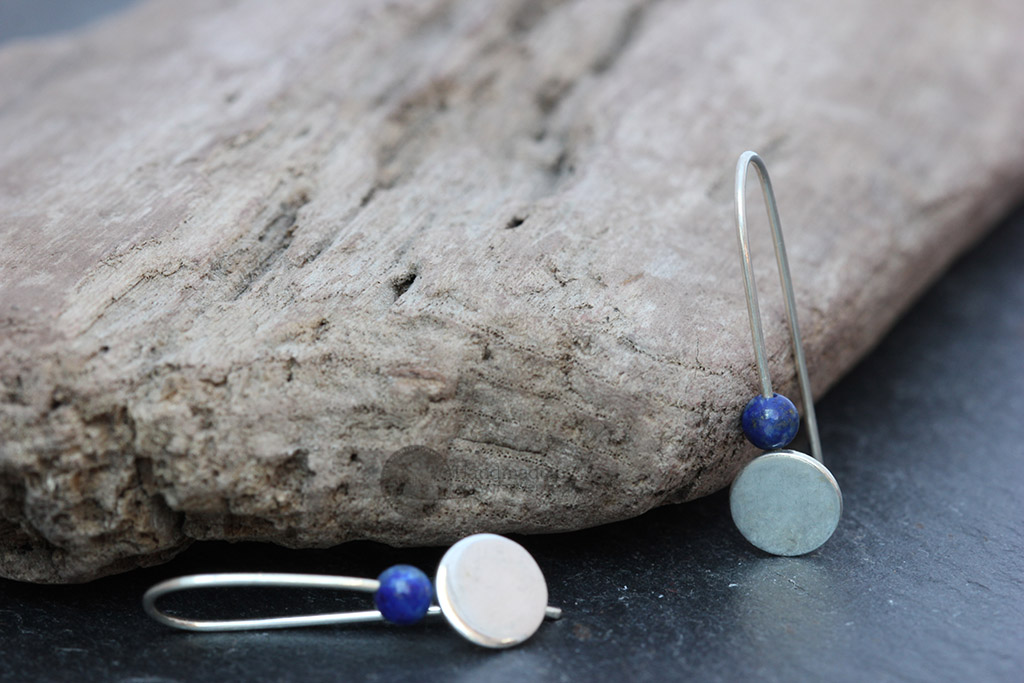 Lapis Lazuli Threader Handmade Earrings InSilver