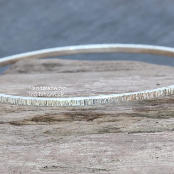 Line Hammered Square wire bangle