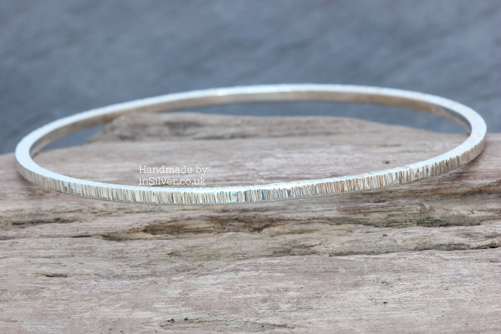 Line Hammered Square wire bangle