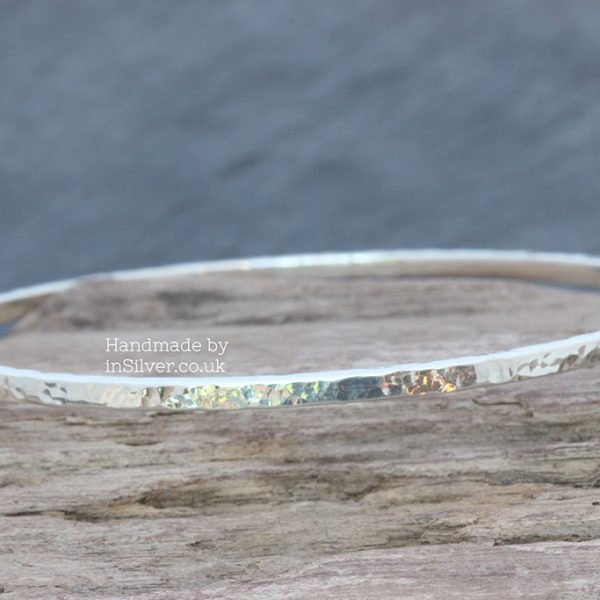 Square Wire Bangle - Glitter Hammered
