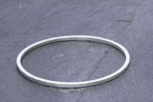 Square bangle glitter hammered slate 1 Square Wire Bangle - Glitter Hammered