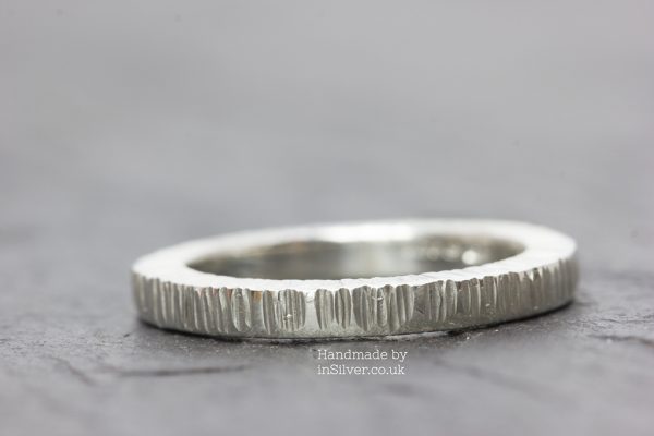Heavy Square ring, line hammered