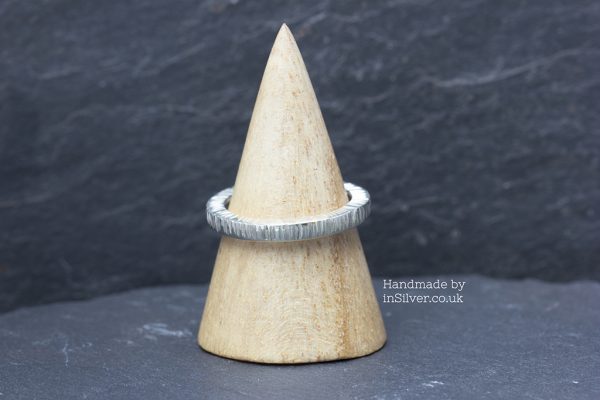 Heavy Square ring, line hammered