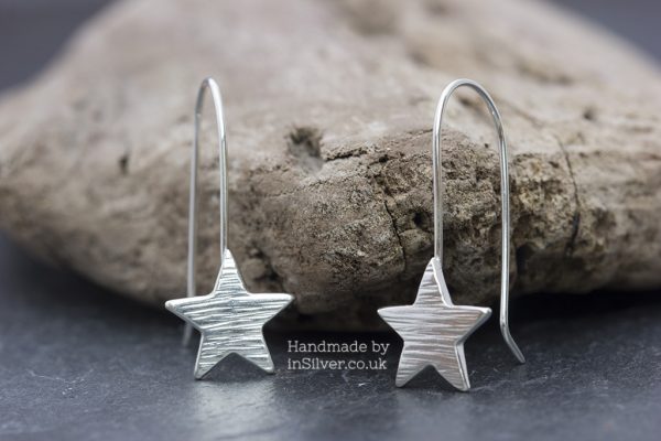 Line Hammered Star Hook Earrings