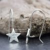 Line Hammered Star Hook Earrings