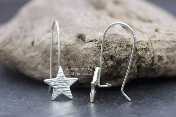 Line Hammered Star Hook Earrings
