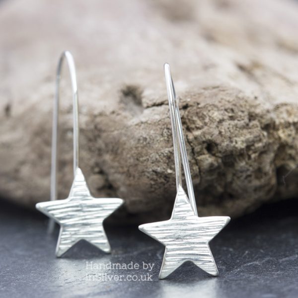 Line Hammered Star Hook Earrings