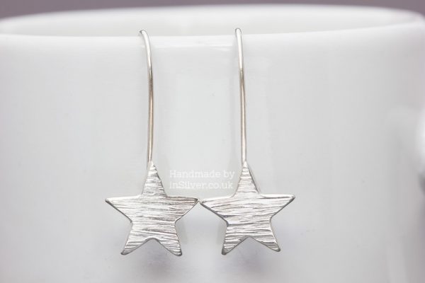 Line Hammered Star Hook Earrings