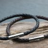 Black plaited leather Tribal bracelet