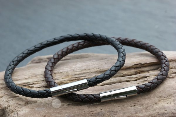 Black plaited leather Tribal bracelet