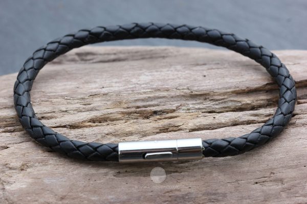 Black plaited leather Tribal bracelet