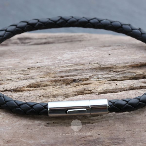 Black plaited leather Tribal bracelet