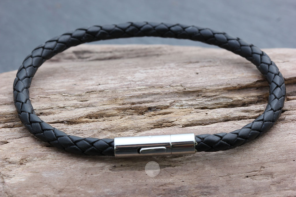 Black plaited leather Tribal bracelet
