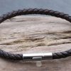 Brown leather plaited 1024 wm Brown plaited leather Tribal bracelet