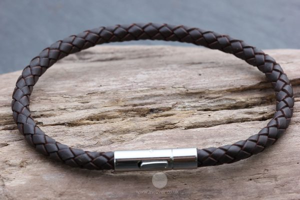 Brown leather plaited 1024 wm Brown plaited leather Tribal bracelet