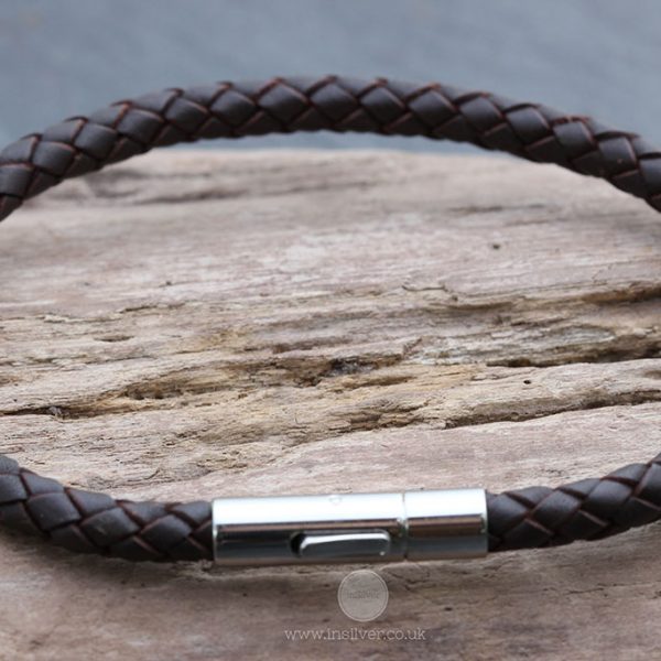 Brown plaited leather Tribal bracelet