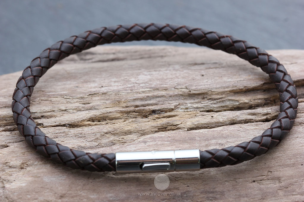 Brown plaited leather Tribal bracelet
