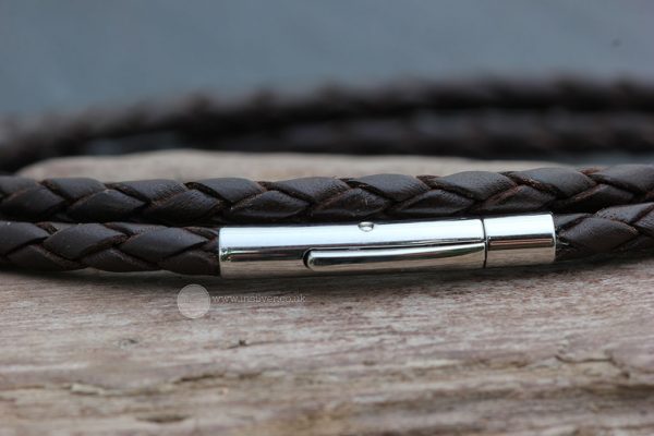 Black Double wrap leather plaited Tribal bracelet - medium