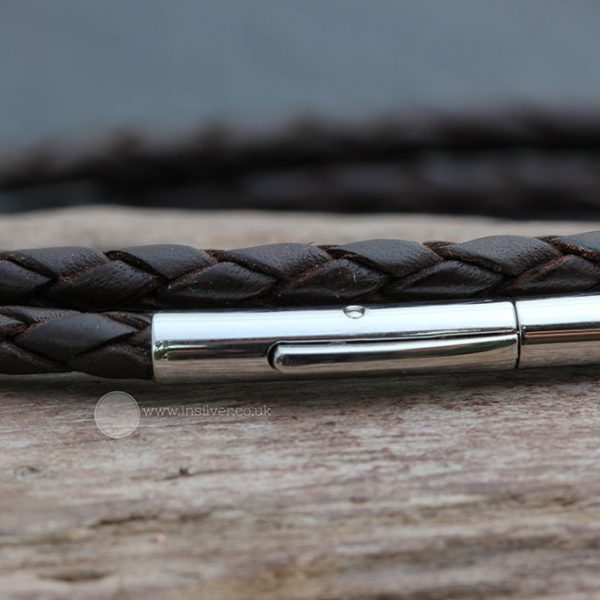 Black Double wrap leather plaited Tribal bracelet - medium
