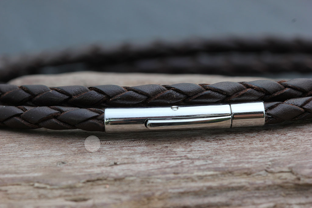 Black Double wrap leather plaited Tribal bracelet - medium