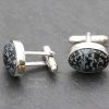 Snowflake Obsidian Oval Cufflinks
