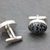 Snowflake Obsidian Oval Cufflinks