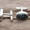 Snowflake Obsidian Oval Cufflinks