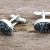 Snowflake Obsidian Oval Cufflinks