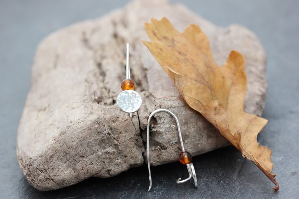Amber Glitter Hammered Disk earrings