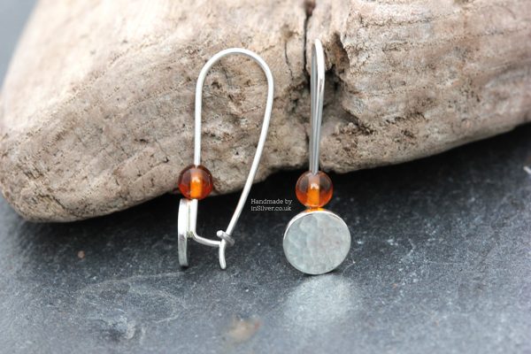 Amber Glitter Hammered Disk earrings