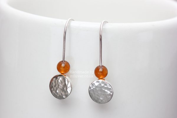 Amber Glitter Hammered Disk earrings