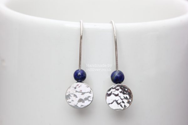 Lapis Lazuli Threader Handmade Earrings InSilver