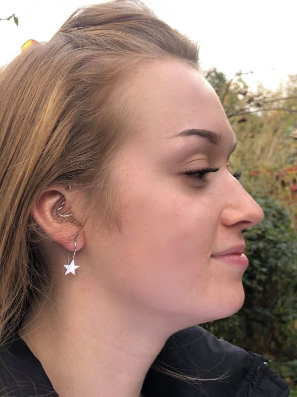 Glitter Hammered Star Hook Earrings