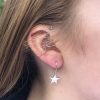 Glitter Hammered Star Hook Earrings