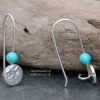 Turquoise Glitter Hammered Disc Earrings