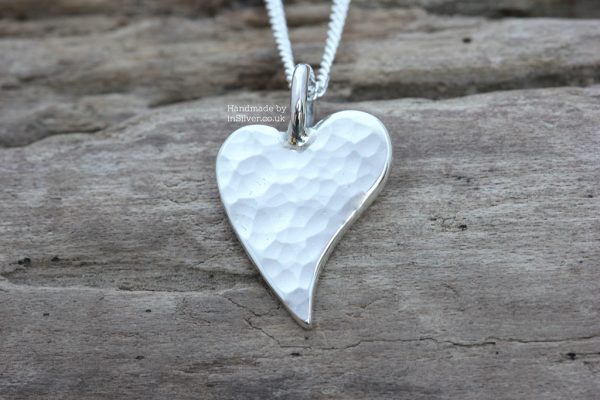 Mini Squishy Heart Pendant - Glitter Hammered