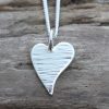 Mini Squishy Heart Pendant - Line Hammered