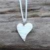 Mini Squishy Heart Pendant - Line Hammered
