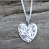 Mini Heart Pendant - Glitter Hammered