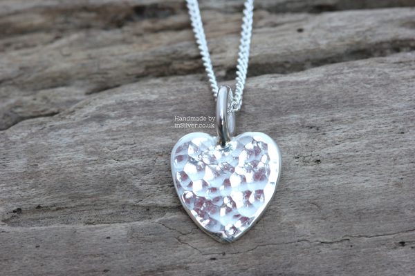Mini Heart Pendant - Glitter Hammered