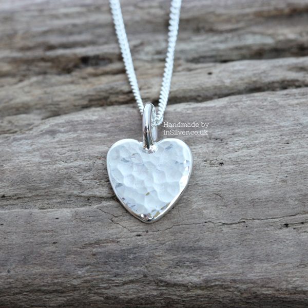 Mini Heart Pendant - Glitter Hammered