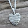 Mini Heart Pendant - Line Hammered