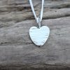 Mini Heart Pendant - Line Hammered