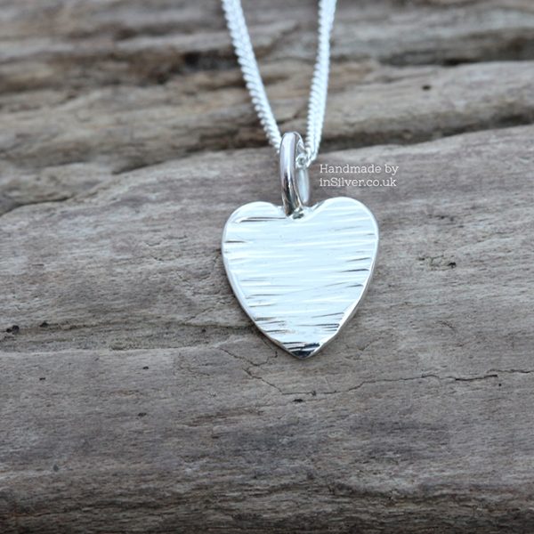 Mini Heart Pendant - Line Hammered