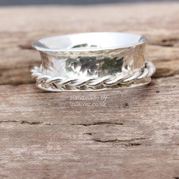 Spinner Ring - Glitter hammered/twist band M