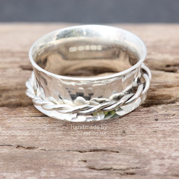 Spinner Ring - Glitter hammered/twist band K 1/2