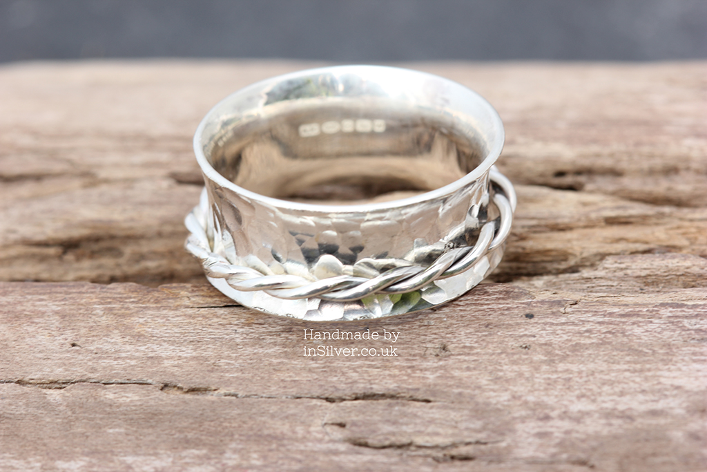 Spinner Ring - Glitter hammered/twist band K 1/2